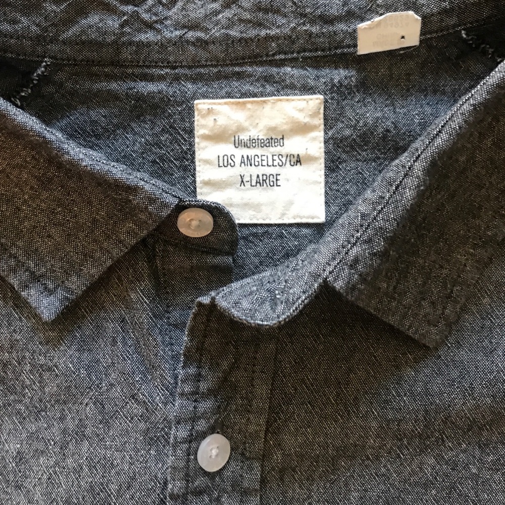Steel gray button up with denim wash effect